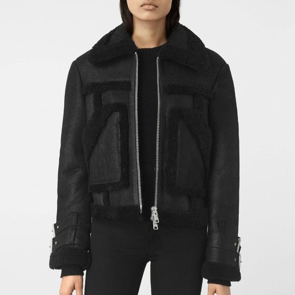 All Saints Jackets & Blazers - ALL SAINTS Asher Shearling Biker Jacket
